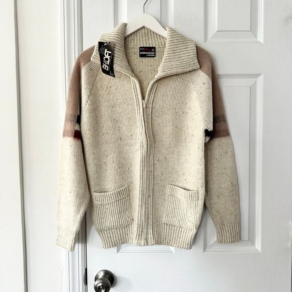 Dimension by Milford USA Vintage Tan Beige Collared Zip Cardigan Deadstock Small